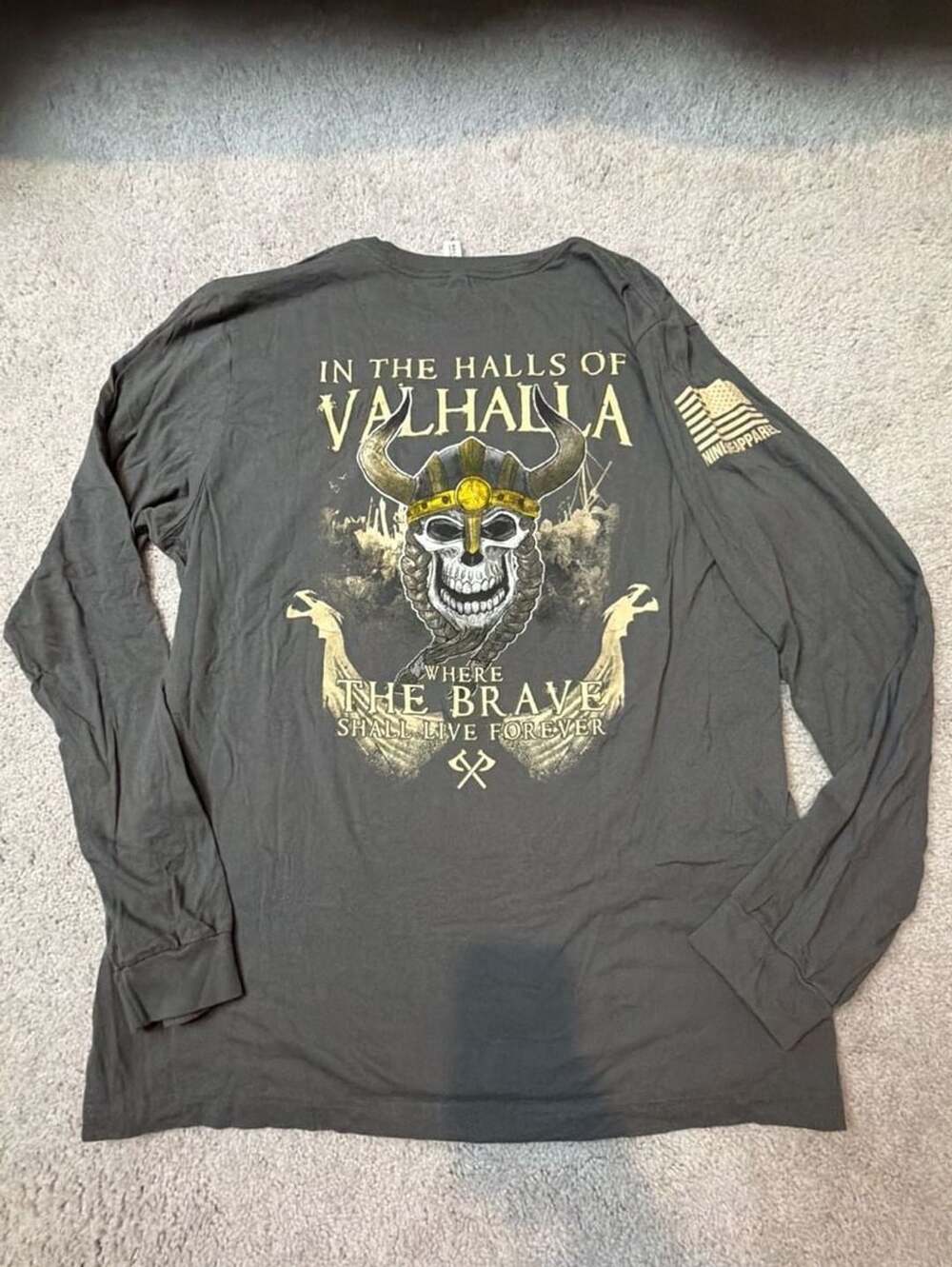 Nine Line Apparel In The Halls Of Valhalla Graphic Long Sleeve T-Shirt Grey XL